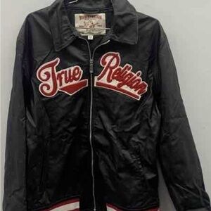 True Religion Men’s World Tour Y2K Satin Bomber, XLarge